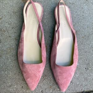 Everlane The Editor Slingback rosewood suede pink pointed toe flats